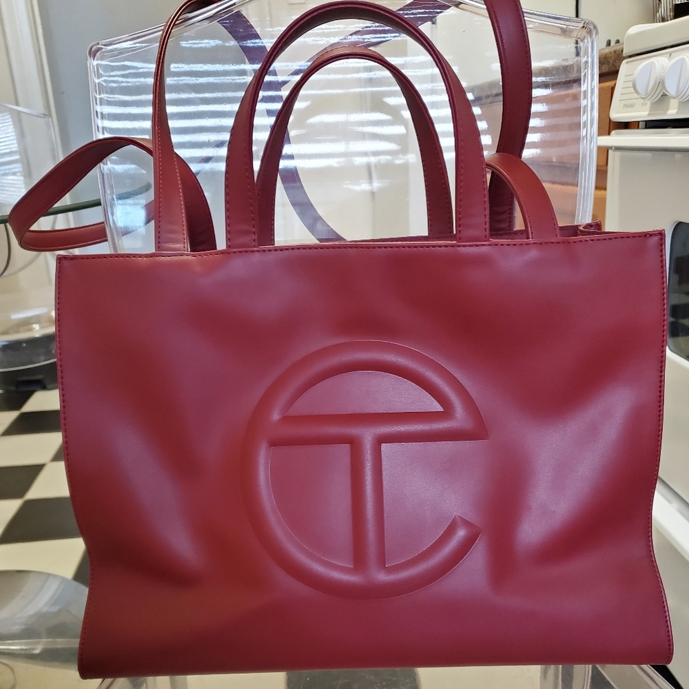 Telfar medium oxblood shopping bag